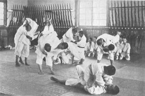 A jiu jitsu school in Japan in the 1920s. 